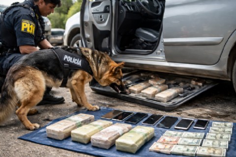 VIDEO | Gracias al can Mau hallaron más de 11 kilos de cocaína ocultos en un auto